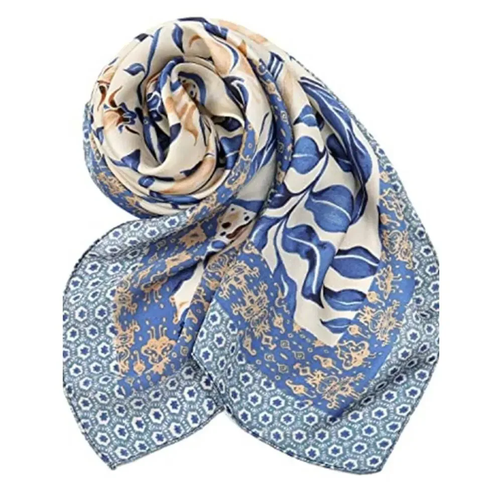 Women Light Blue Head Hair Scarf Like Satin Silk Scarf Sleeping Hair Wrapping